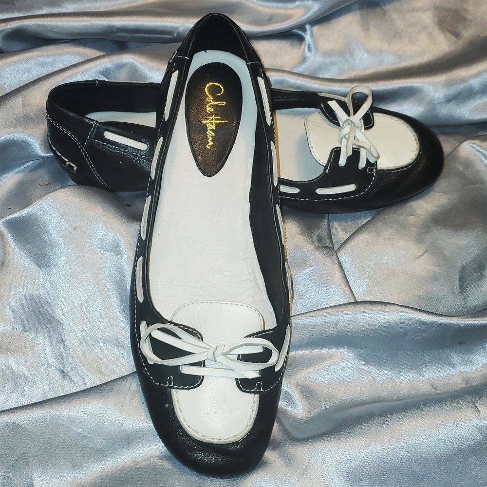 COLE HAAN Nike Air black white boat shoes GABI